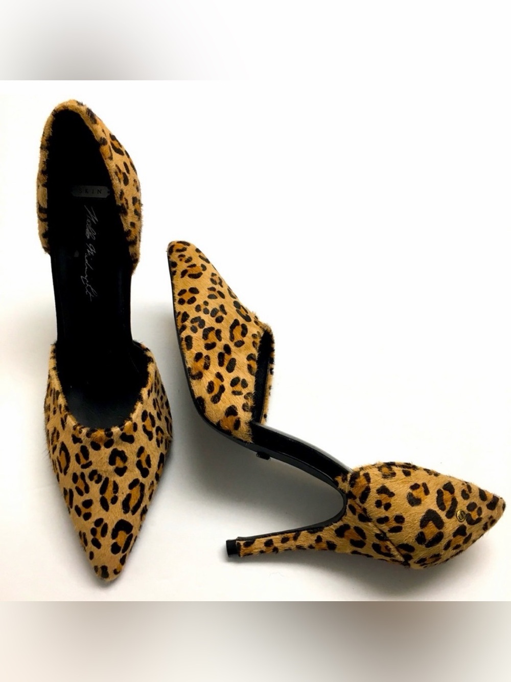 SKIN Footwear Leather Pointy Toe Leopard Leather Heels Size 38/7.5